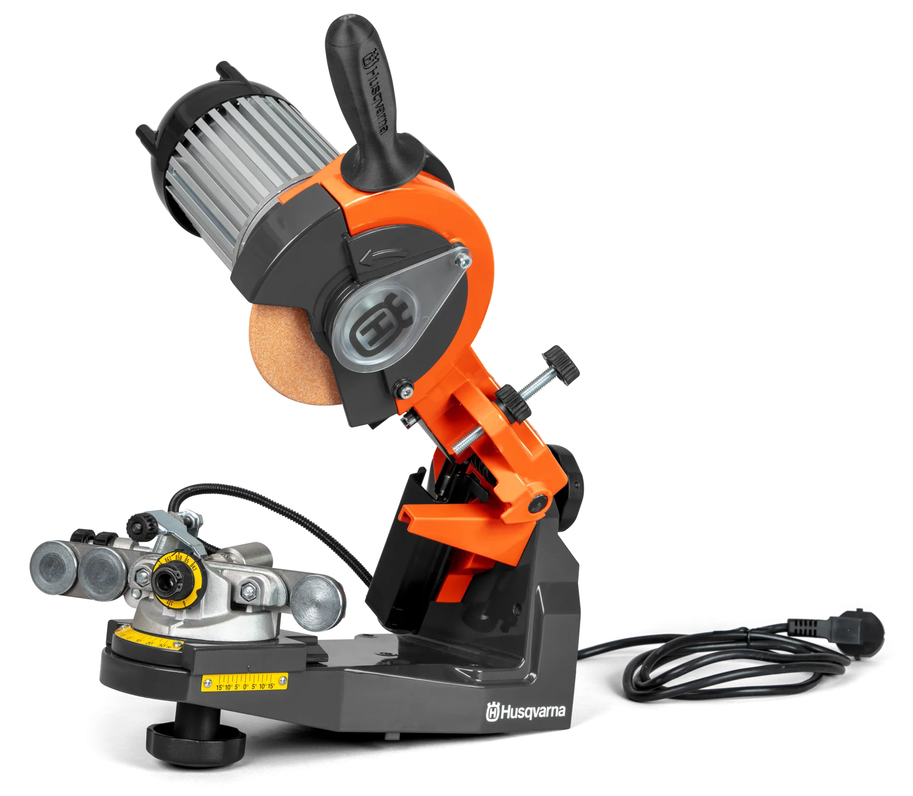 Hydraulická stolní bruska na ostření řetězů Husqvarna